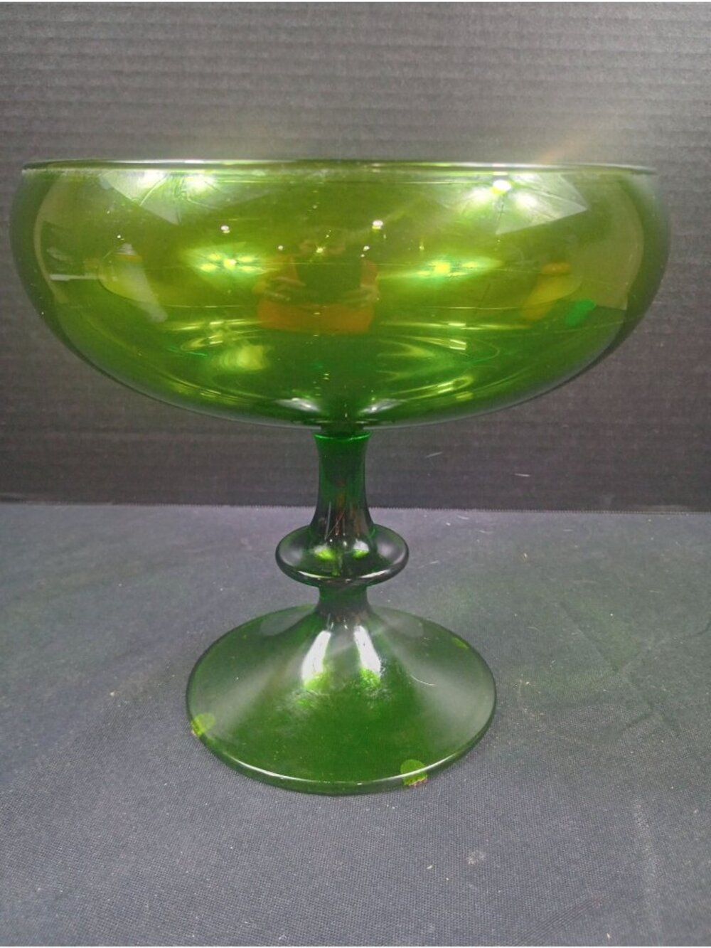 Vintage Retro Boho MCM Empoli 1960s Era Avocado Green 1960s Era Footed Hand Blow